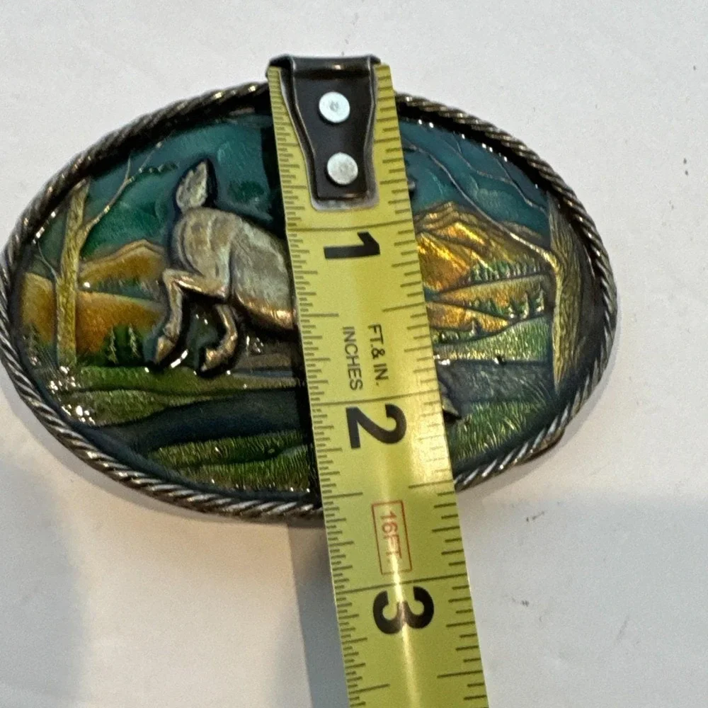 Vintage 1986 Brass Deer Belt Buckle The Great American Buckle Co. Chicago USA